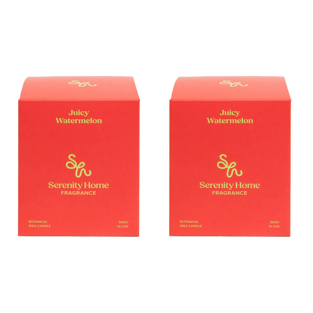 Serenity Refreshing Juicy Watermelon Scent Home Fragrance Candle Jar 300g (2 Pack)