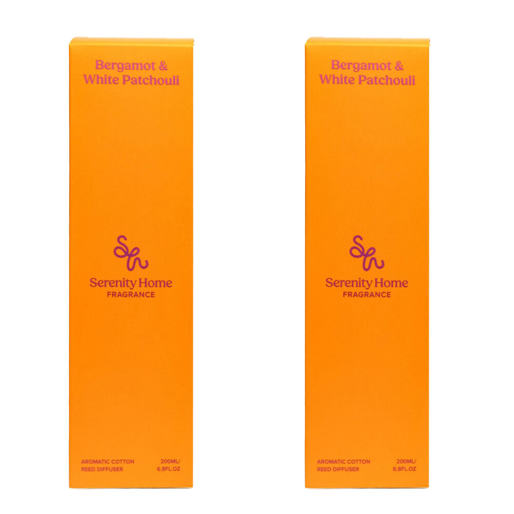 Serenity Bergamot & White Patchouli Scent Home Fragrance Reed Diffuser 200mL (2 Pack)