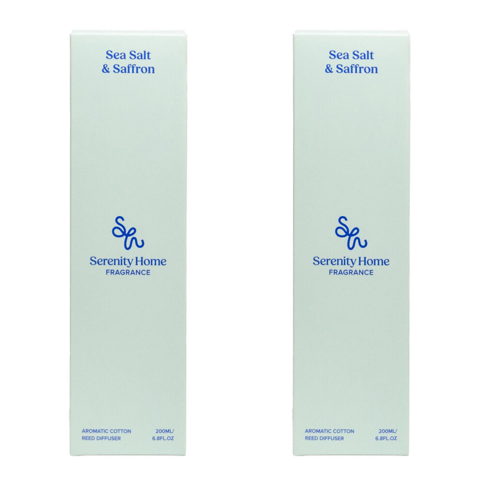 Serenity Sea Salt Saffron Scent Home Fragrance Reed Diffuser Bottle 200mL (2 Pack)