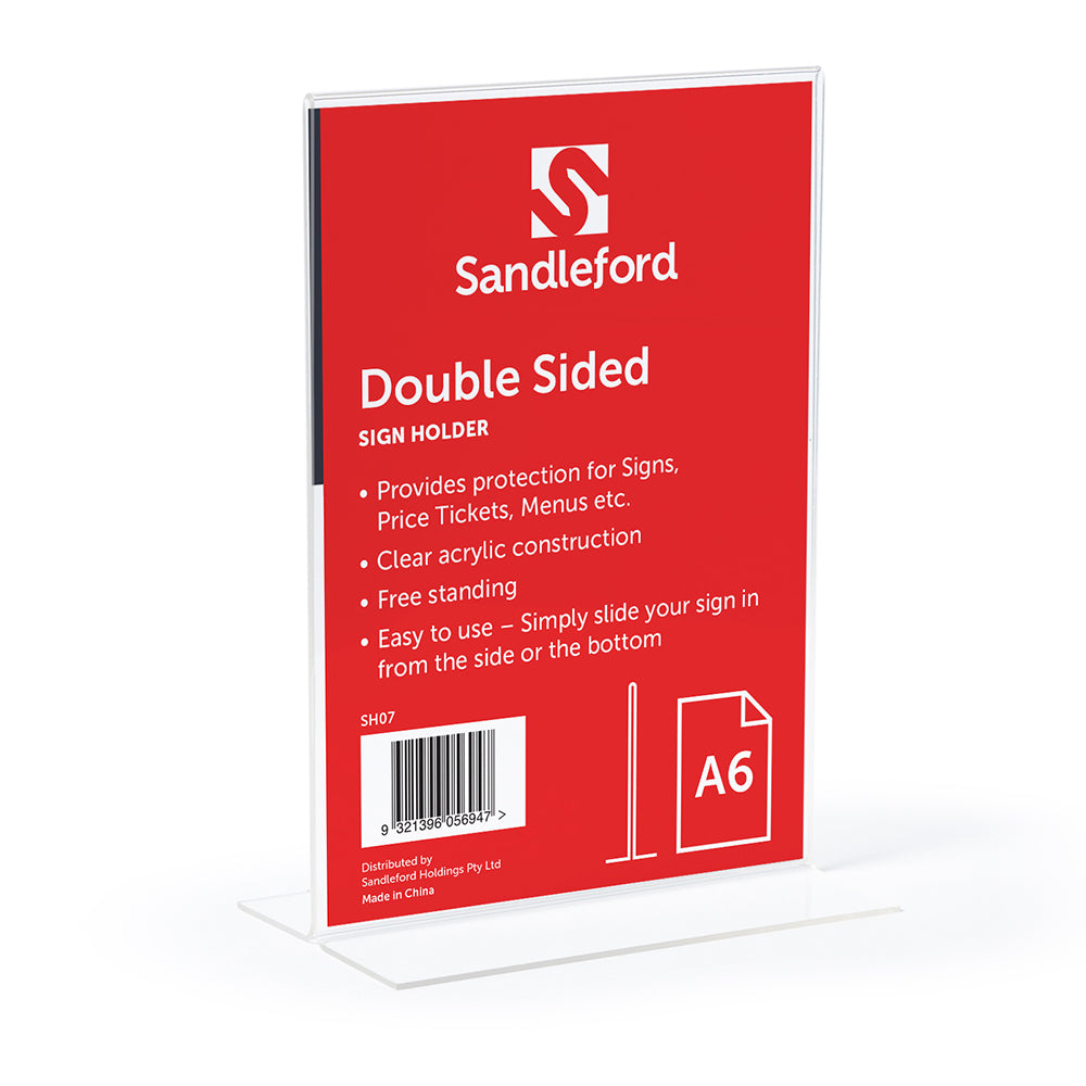 Sandleford 15.2cm Double-Sided A6 T-Shape Portrait Sign Display Stand Holder (3 Pack) — image 2