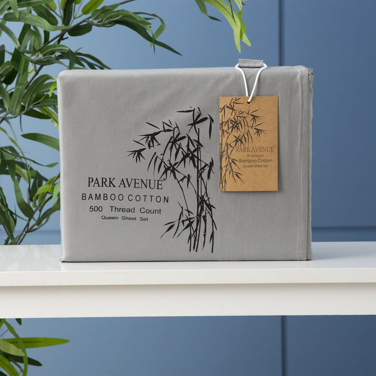Park Avenue King Single Bed Sheet/Pillowcases Set 500TC Bamboo Cotton Charcoal — image 2