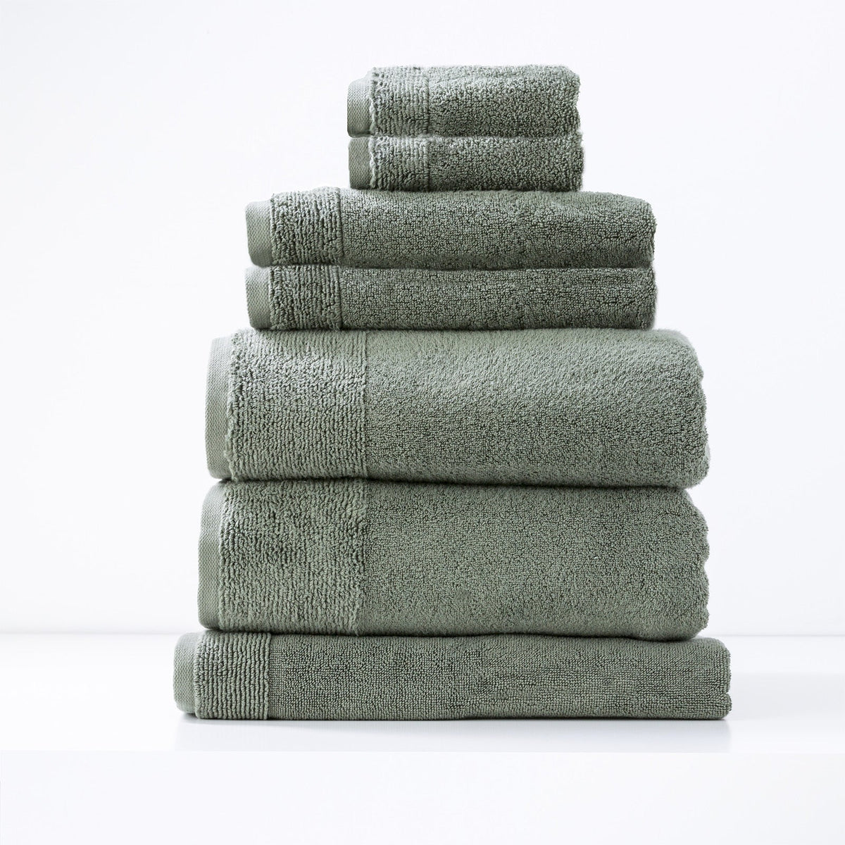 Renee Taylor Aireys Hand/Face Bath/Towel Set Zero Twist Cotton 650 GSM Agave (7 Pieces)