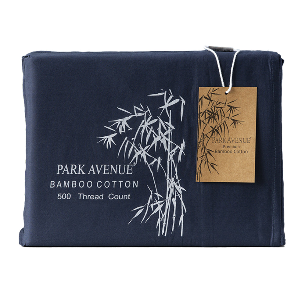 Park Avenue Double Bed Sheet/Pillowcases Set 500TC Bamboo Cotton Bedding Indigo — image 2