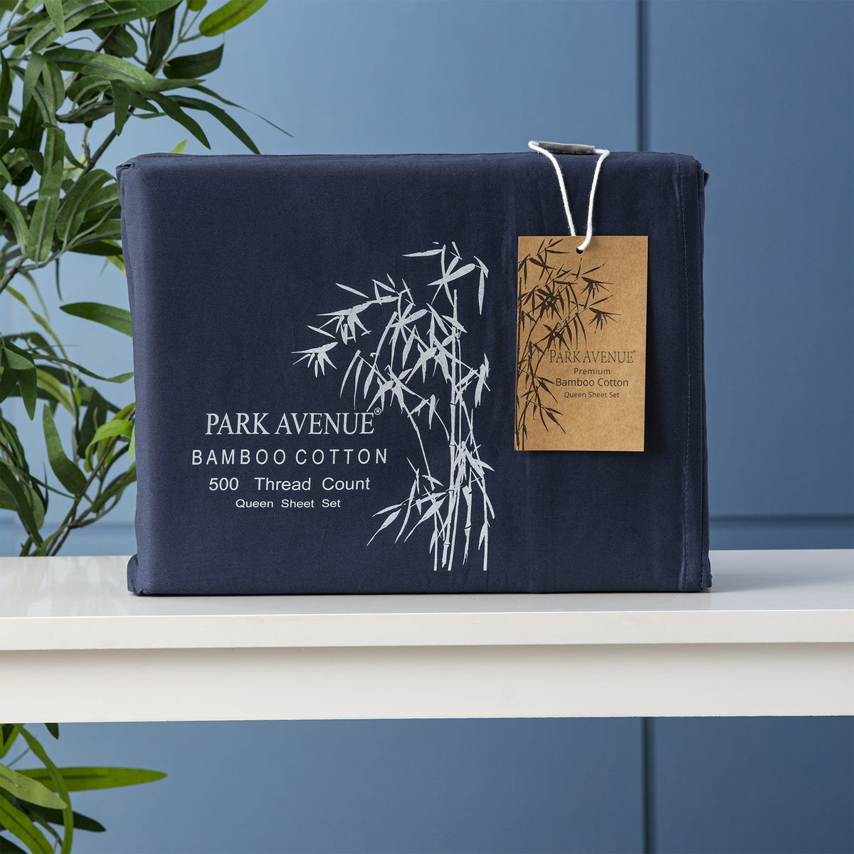 Park Avenue Mega King Bed Sheet/Pillowcases 500TC Bamboo Cotton Bedding Indigo — image 2