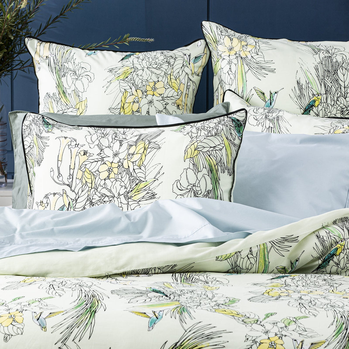 Renee Taylor 65cm Euro Pillowcase 300TC Cotton Pillow Cover Bedding Botanica — image 2