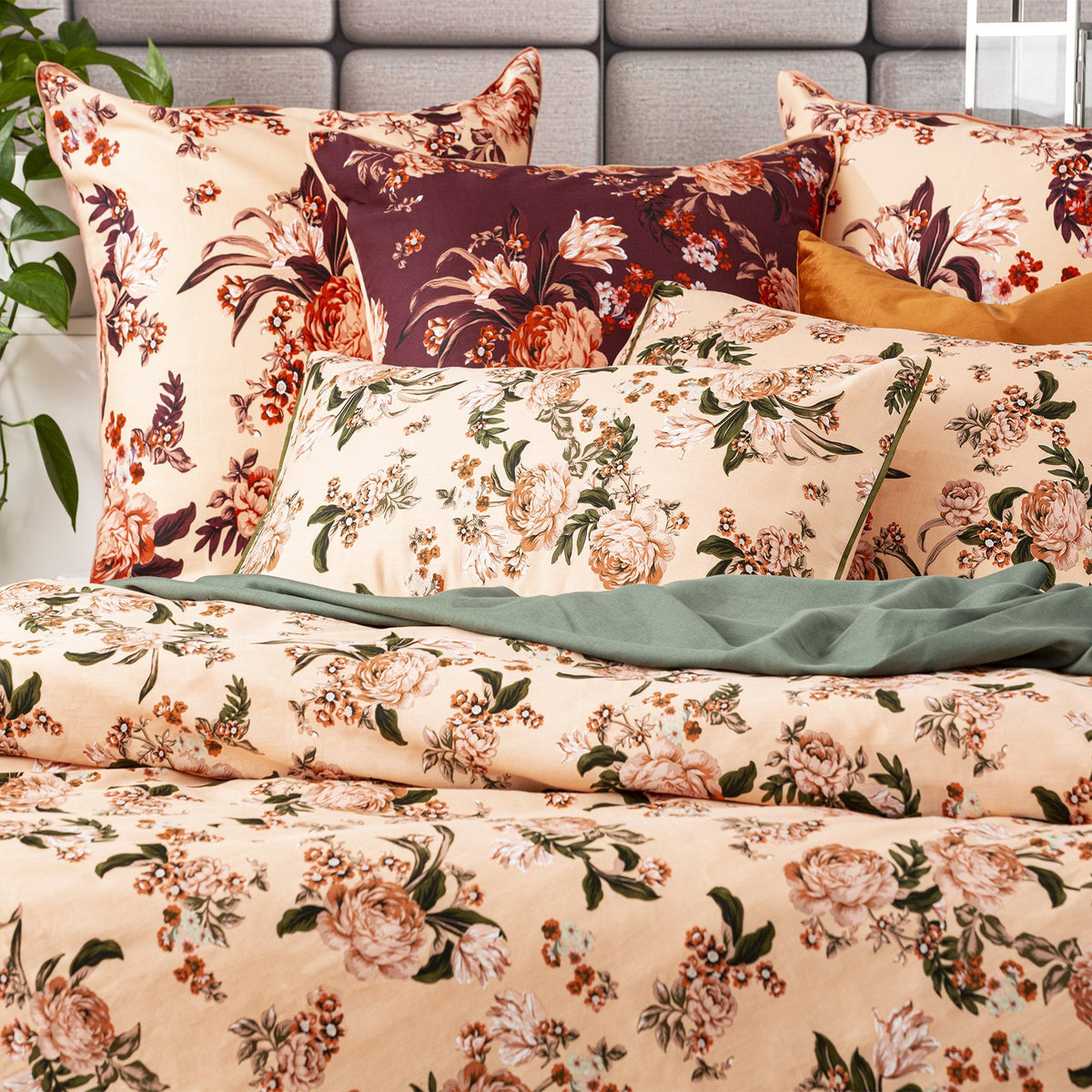Renee Taylor 65cm Euro Pillowcase 300TC Cotton Pillow Cover Bed Secret Garden — image 3