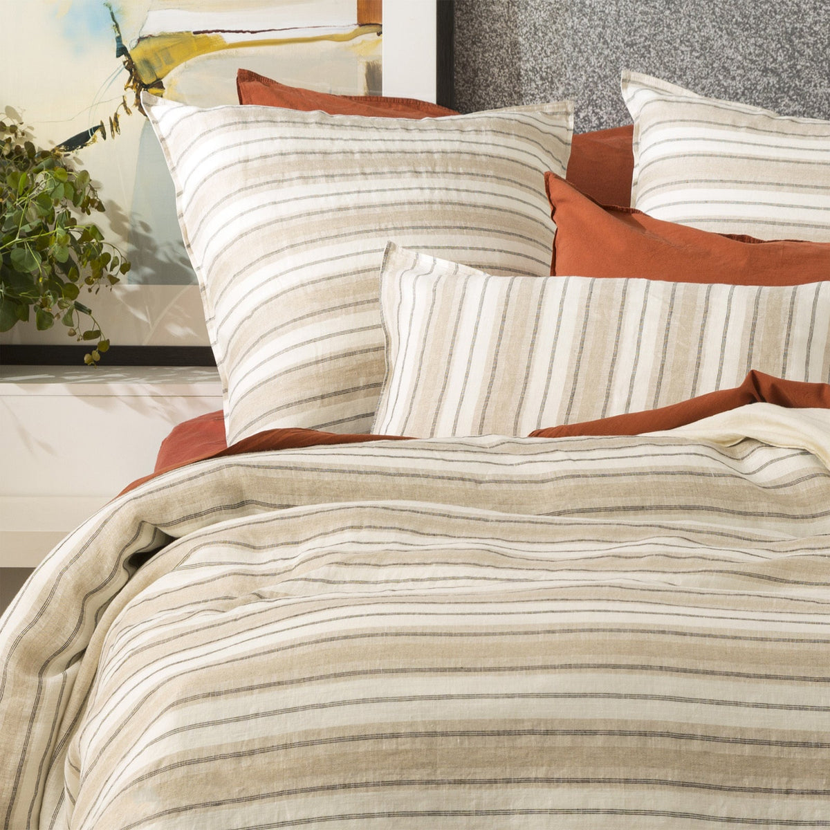 Renee Taylor Bardot 65cm Pillowcase Cover Yarn Dyed French Linen Euro Bedding