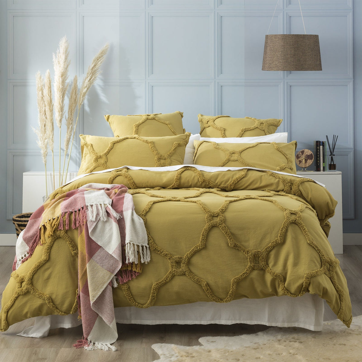 Renee Taylor Moroccan 65cm Willow Pillowcase Chenille European Cotton Tufted