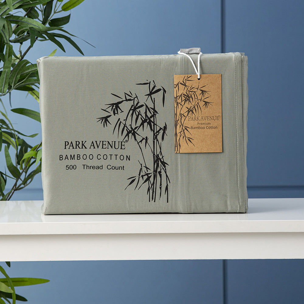 Park Avenue Split King Fitted Sheet Set/Pillowcases 500TC Bamboo Cotton Jade — image 2