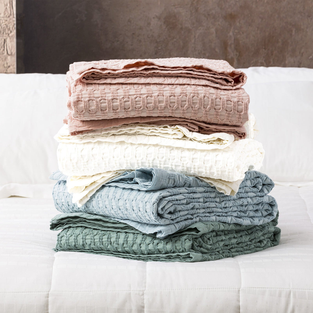 Renee Taylor Lexico Single/Double Waffle Blanket 480GSM Cotton Home Bedding WHT — image 4