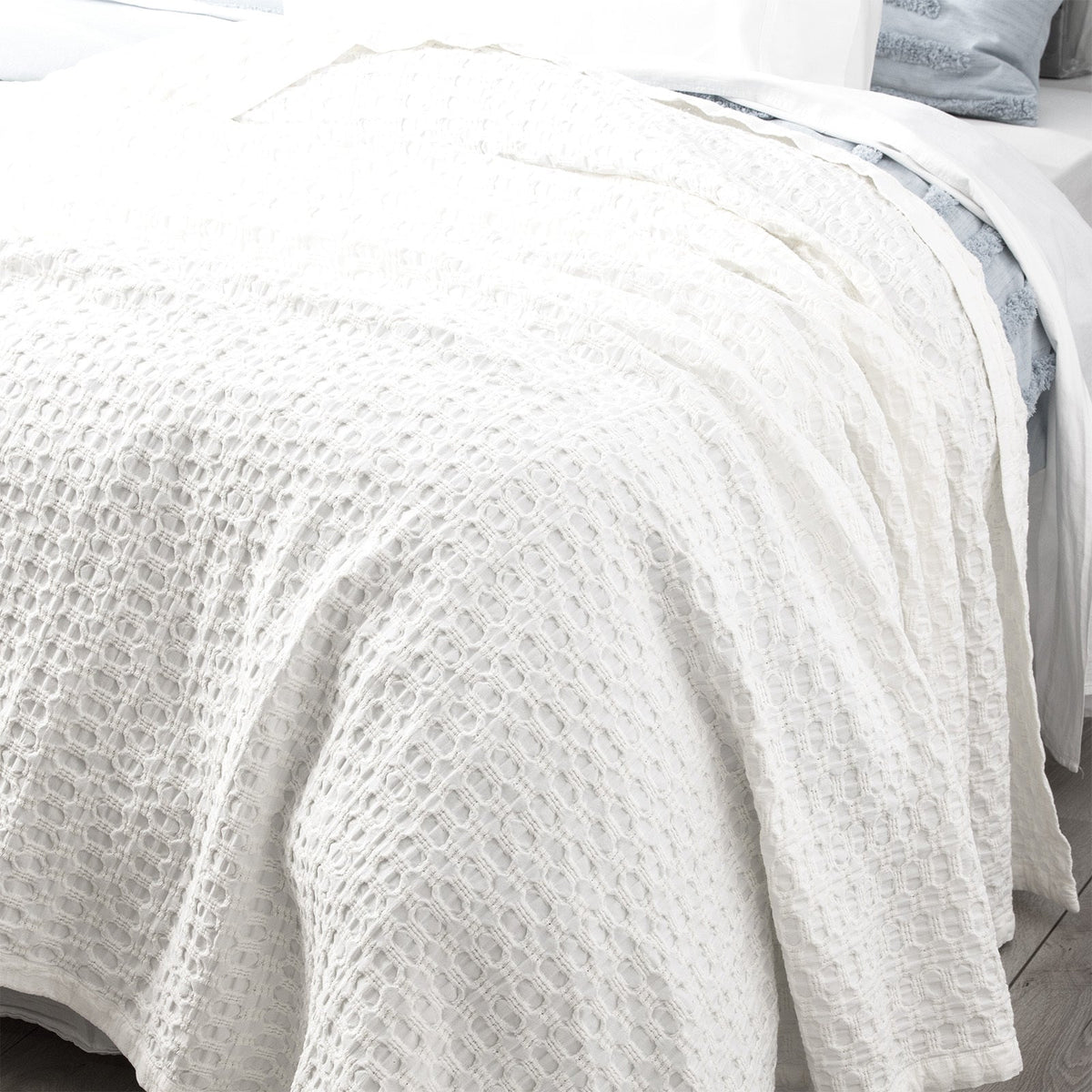 Renee Taylor Lexico Single/Double Waffle Blanket 480GSM Cotton Home Bedding WHT — image 3