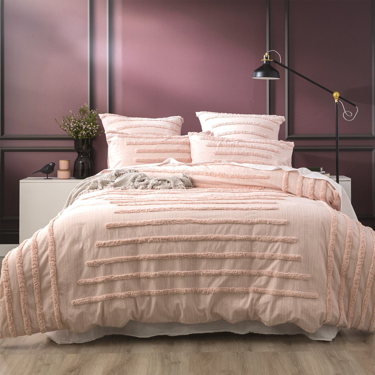 Renee Taylor Classic 65cm Pillowcase Cotton Vintage Washed Tufted European — Blush
