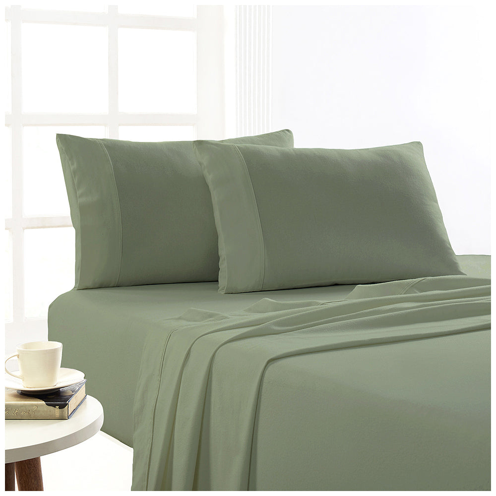 Park Avenue Single Bed Flannelette Fitted Sheet Set 175GSM Egypt Cotton Juniper