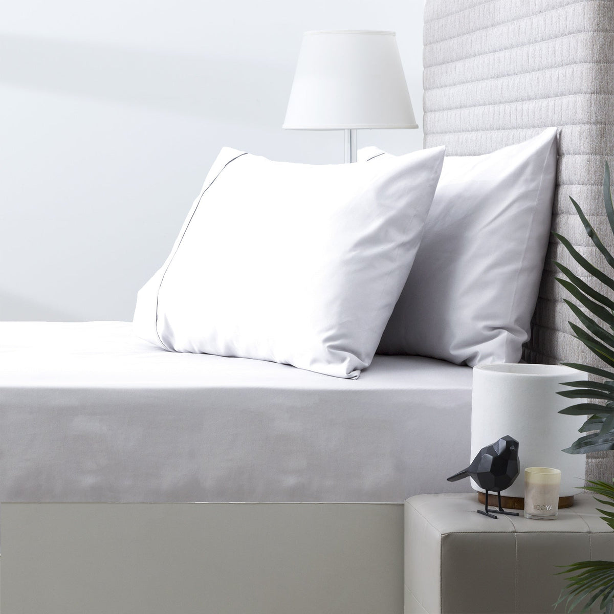Park Avenue 500TC King Bed Natural Cotton Fitted/Pillowcase Combo Set White