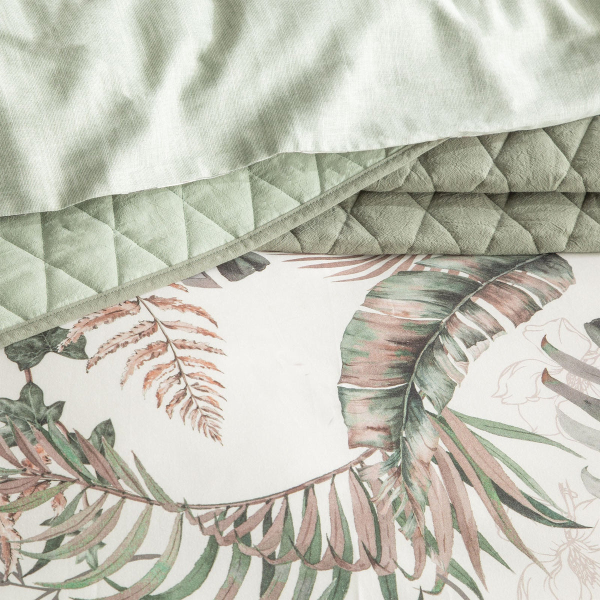 Renee Taylor 300TC Cotton 65x65cm Reversible European Pillowcase Palm Cove Pearl — image 4