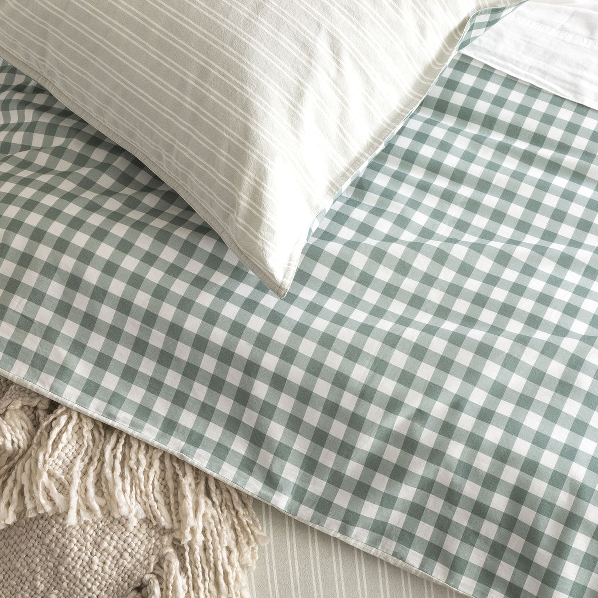 Renee Taylor Alison Yarn Dyed 65x65cm Cotton Reversible Euro Pillowcase Forest — image 3