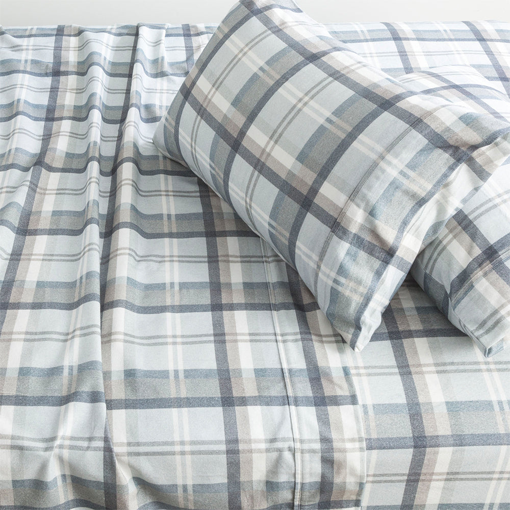 Park Avenue Heathered Plaid Cotton Flannelette 175GSM King Single Sheet Set — image 3