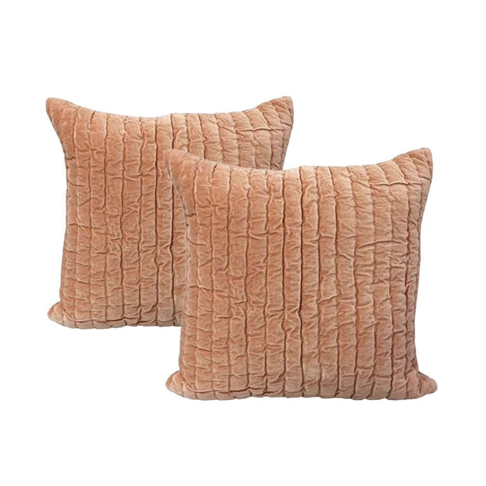 Cloud Linen Minerva Velvet/Polyester 50cm Embroidered Cushion Square Blush (2 Pieces)