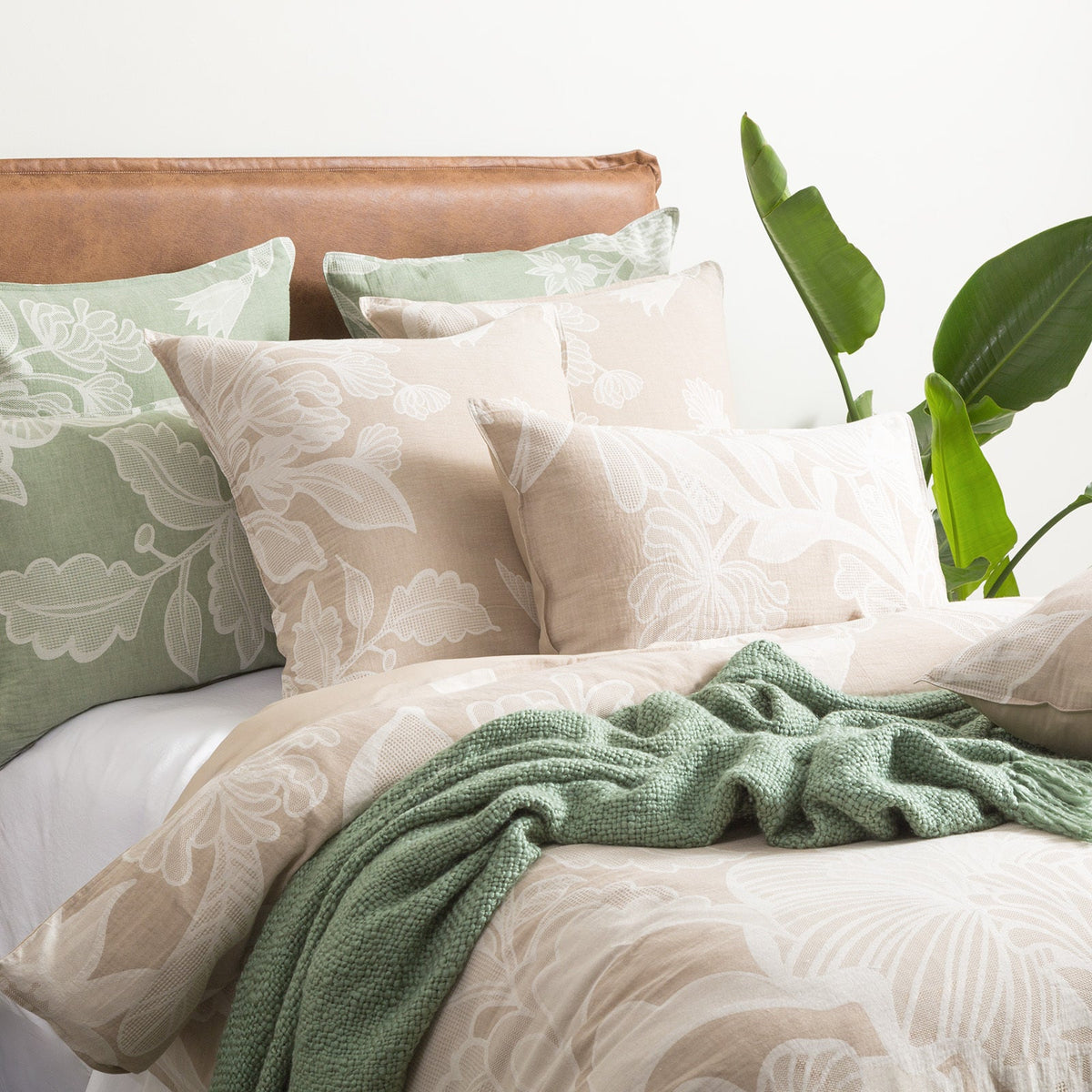 Renee Taylor Bentley Cotton Jacquard European Pillowcase 65cm Pillow Cover Nude — image 2