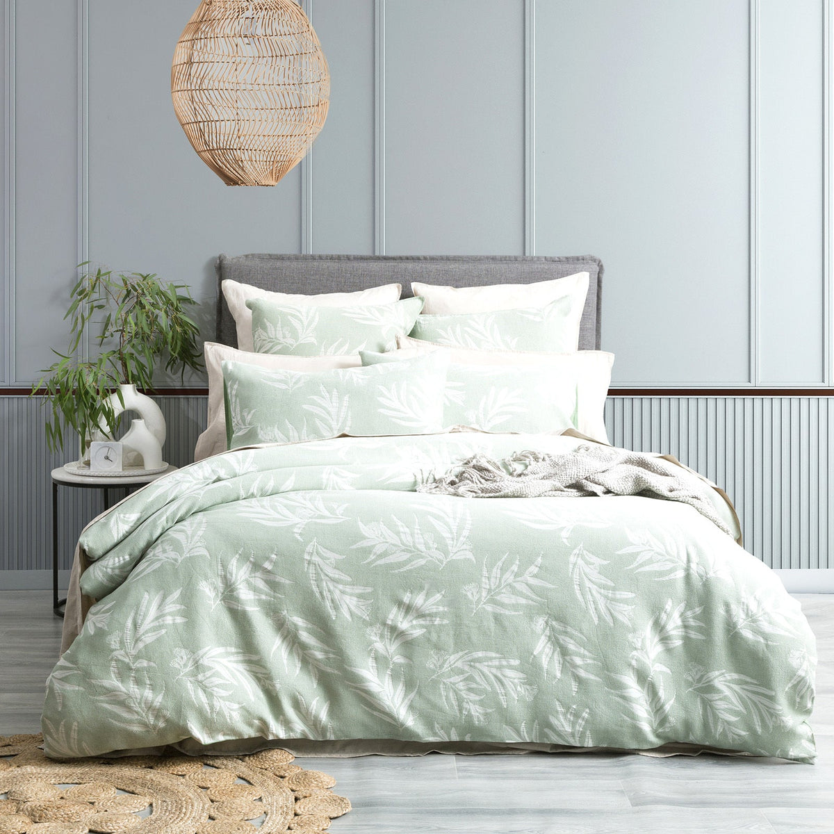 Renee Taylor Native Cotton Jacquard Quilt Cover/2x Pillowcase Juniper — Double
