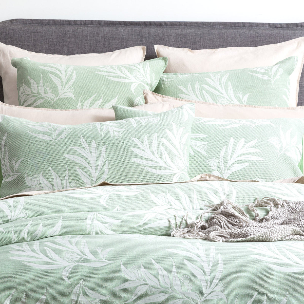 Renee Taylor Native Cotton Jacquard European Pillowcase 65x65cm Cover Juniper — image 2