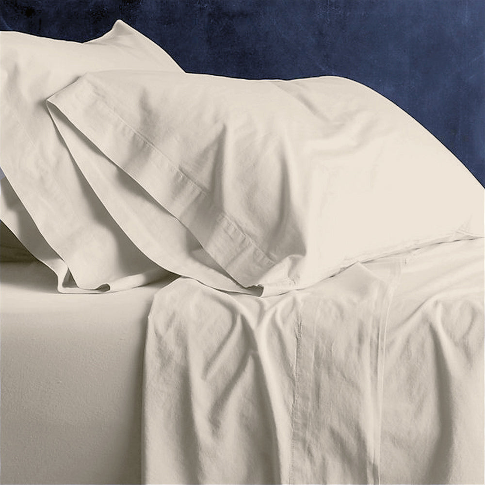 Park Avenue European Double Cotton Fitted/Flat Sheet Set VNT Washed Stone (2 Pack)