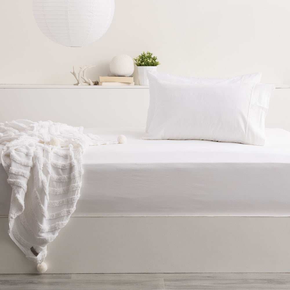 Park Avenue Mega Queen 500TC Bamboo Cotton Sheet w/ 2x Pillowcases Set White