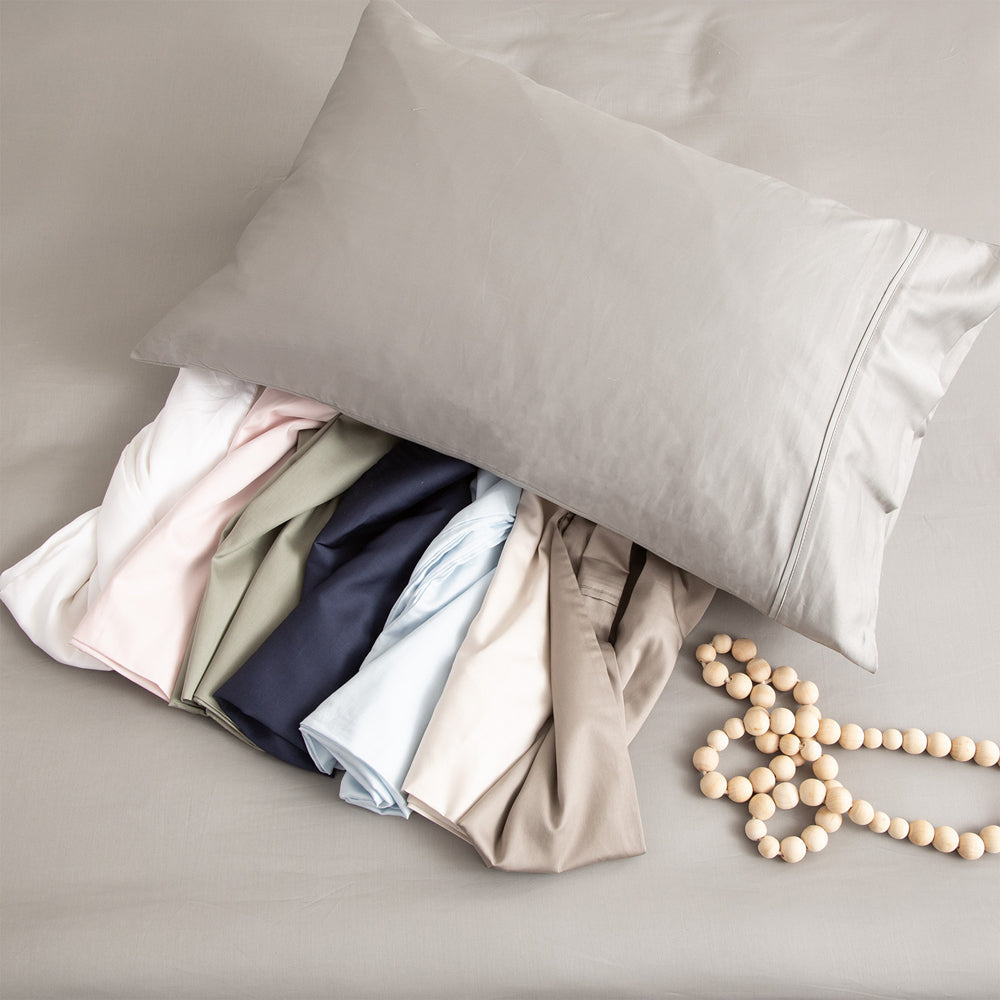Park Avenue Long Single 500TC Bamboo Cotton Sheet w/ 2x Pillowcases Set Pewter