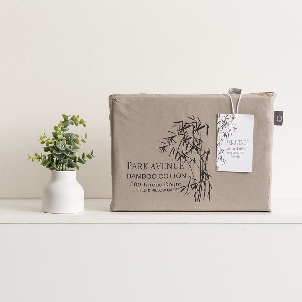 Park Avenue 500TC Bamboo Cotton Sheet w w Pillowcases Set Bedding Pewter — image 4