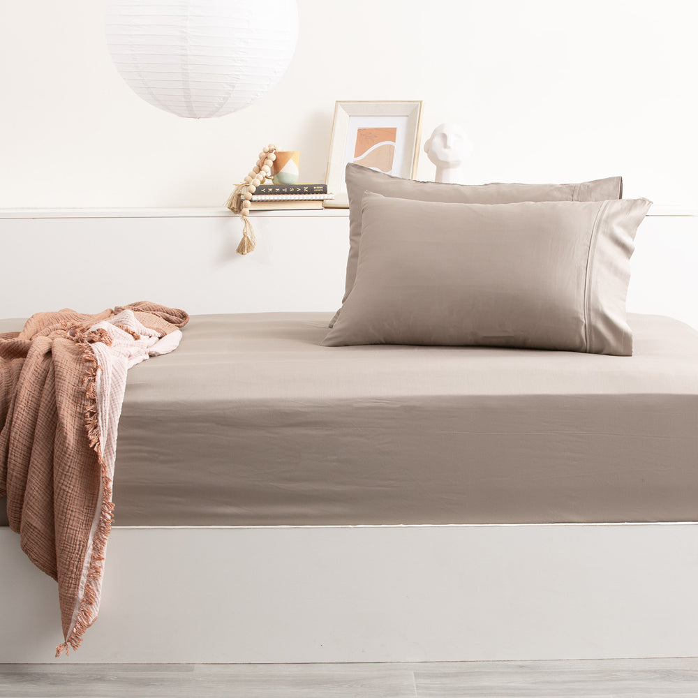 Park Avenue 500TC Bamboo Cotton Sheet w w Pillowcases Set Bedding Pewter — King