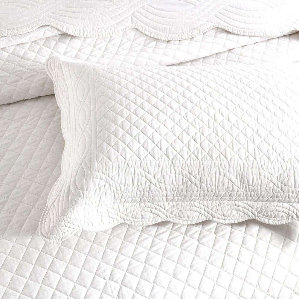 Renee Taylor Scallop Jacquard 65x65cm Euro Pillowcase Rectangle Cover Pearl — image 2