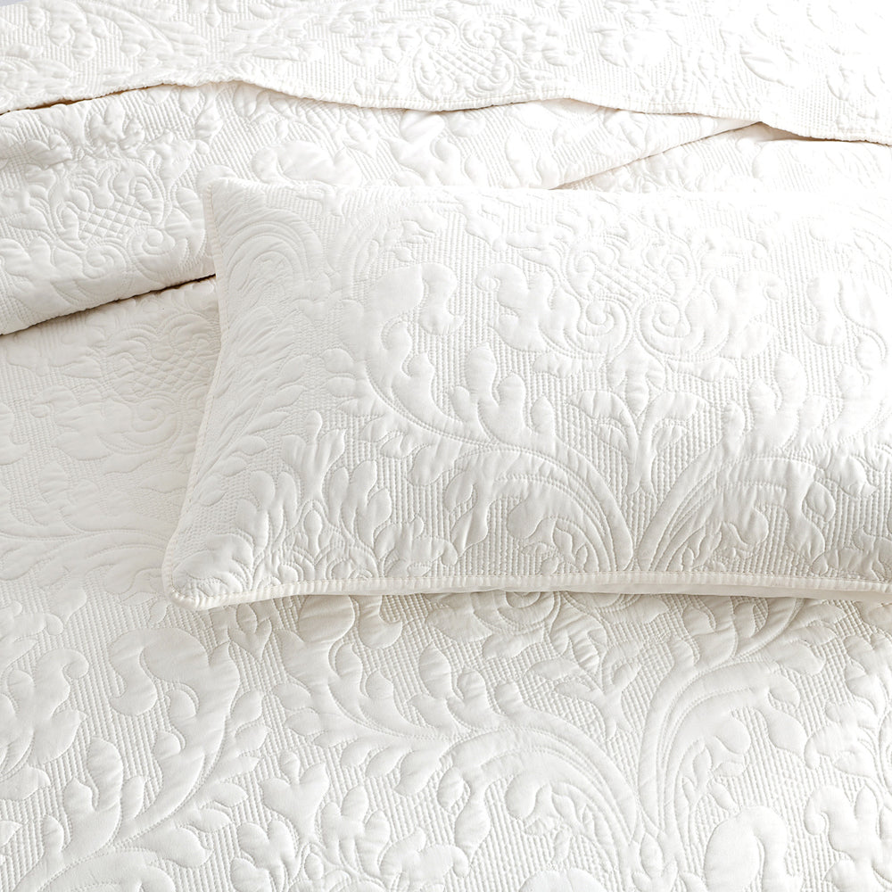 Renee Taylor Berlin Jacquard Single/Double Coverlet w/ 2x Pillowcases Set Stone — image 3