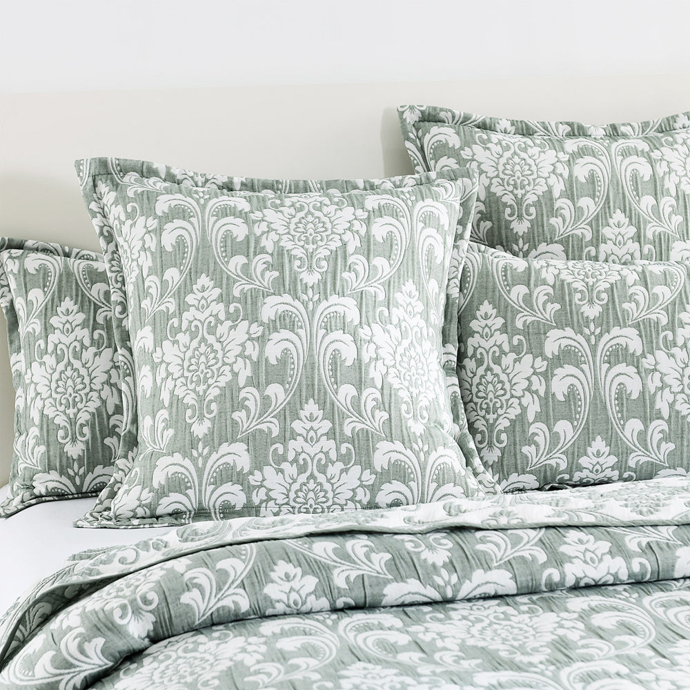 Renee Taylor Tahlia Jacquard 65cm Euro Pillowcase Rectangle Pillow Cover Jade — image 4
