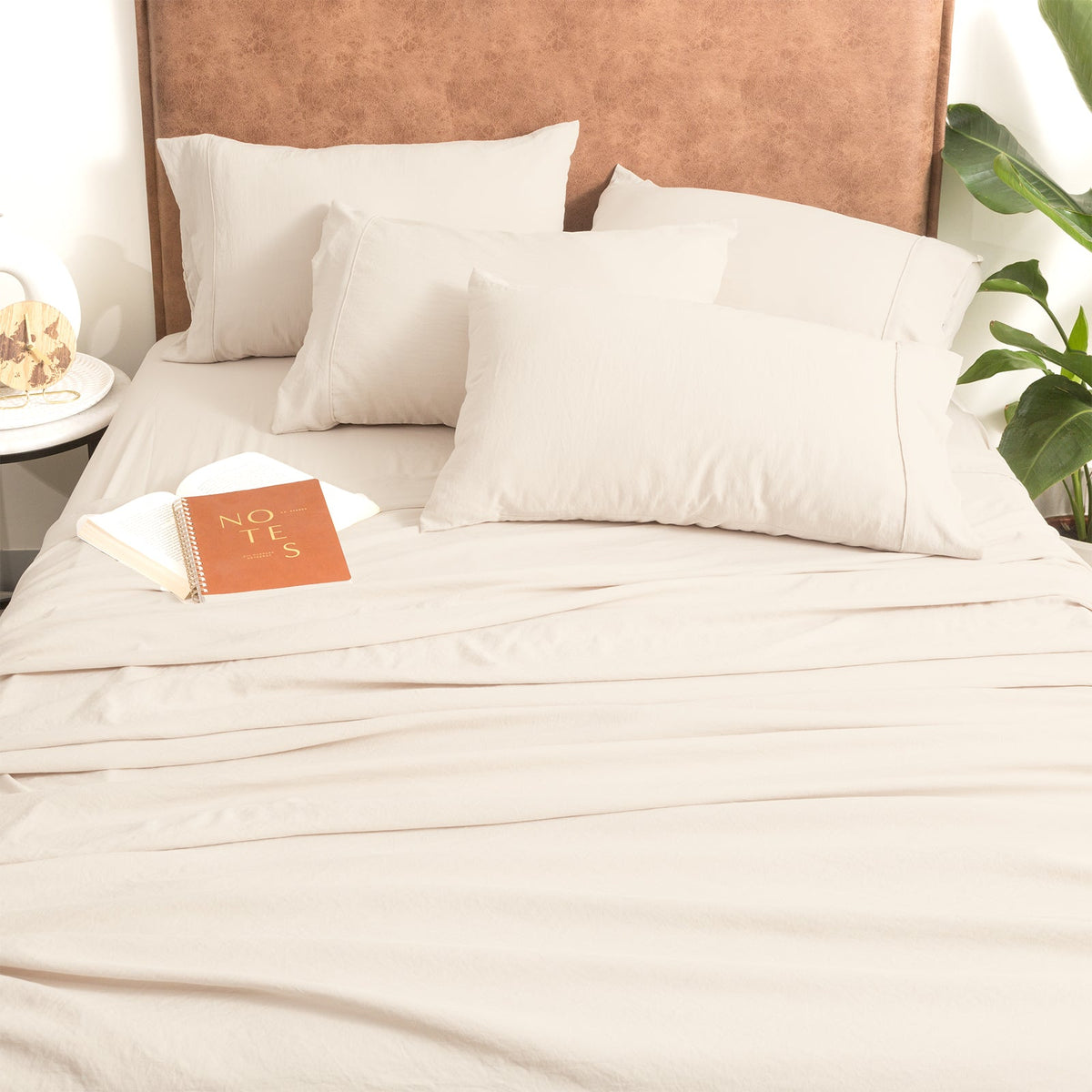 Ddecor Home King Single Microfiber Bed Sheet w/ Pillowcase Set VNT Washed Sand — image 2