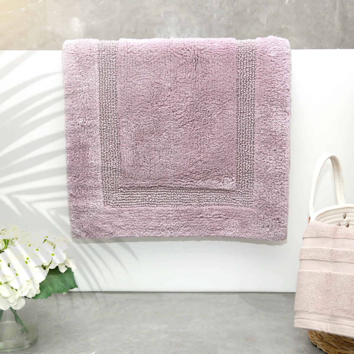 Renee Taylor Soho 80cm Cotton Bathroom/Toilet Floor Mat/Rug Reversible Lilac — image 3