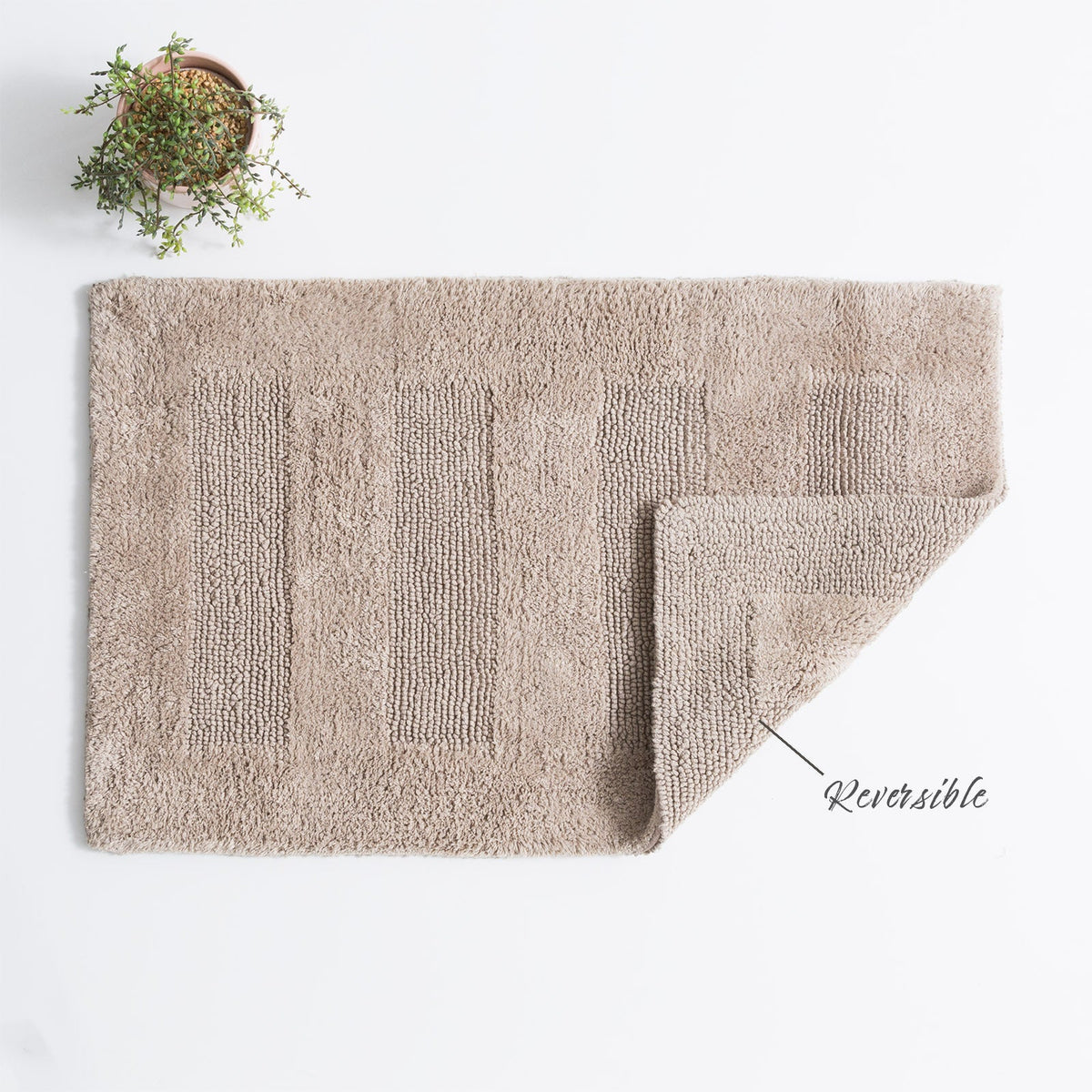 Renee Taylor Retreat 80cm Cotton Bathroom/Toilet Floor Mat Reversible Mocha