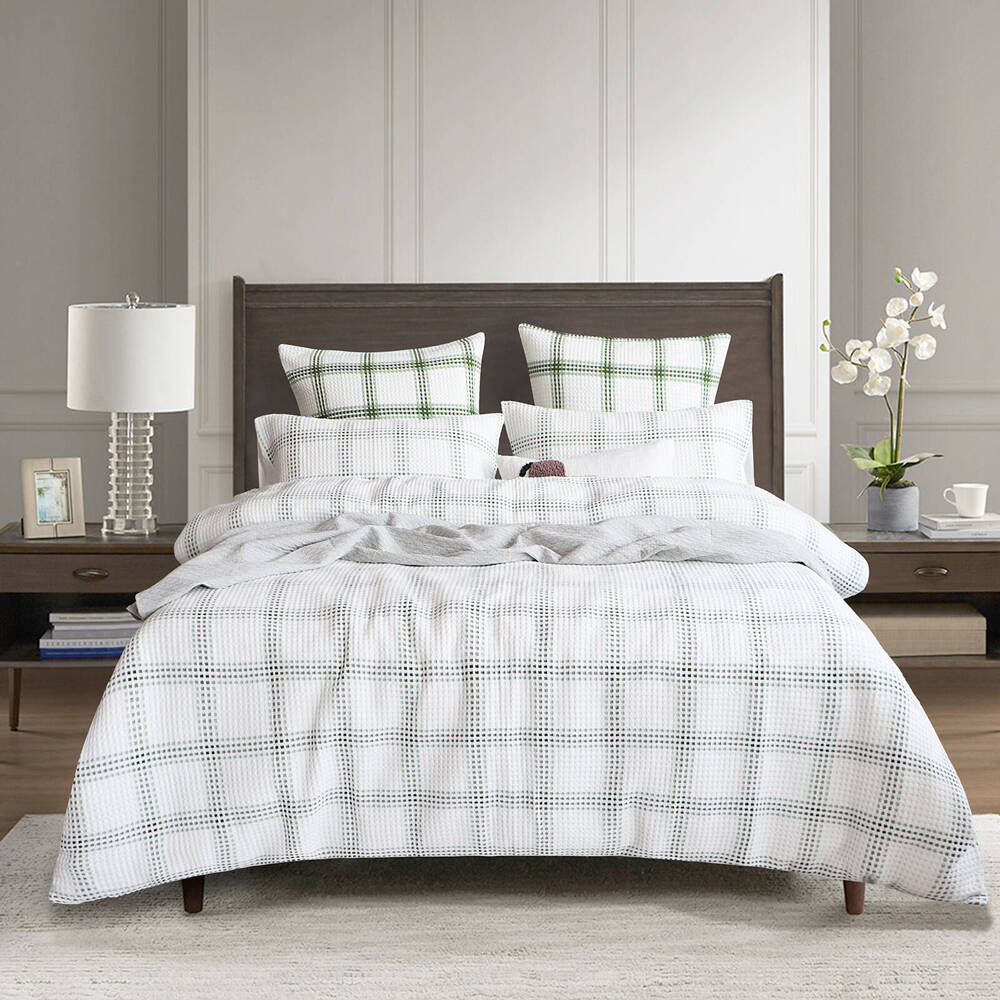 Renee Taylor Elliot Yarn Dye Waffle Quilt Cover/Pillowcases Set