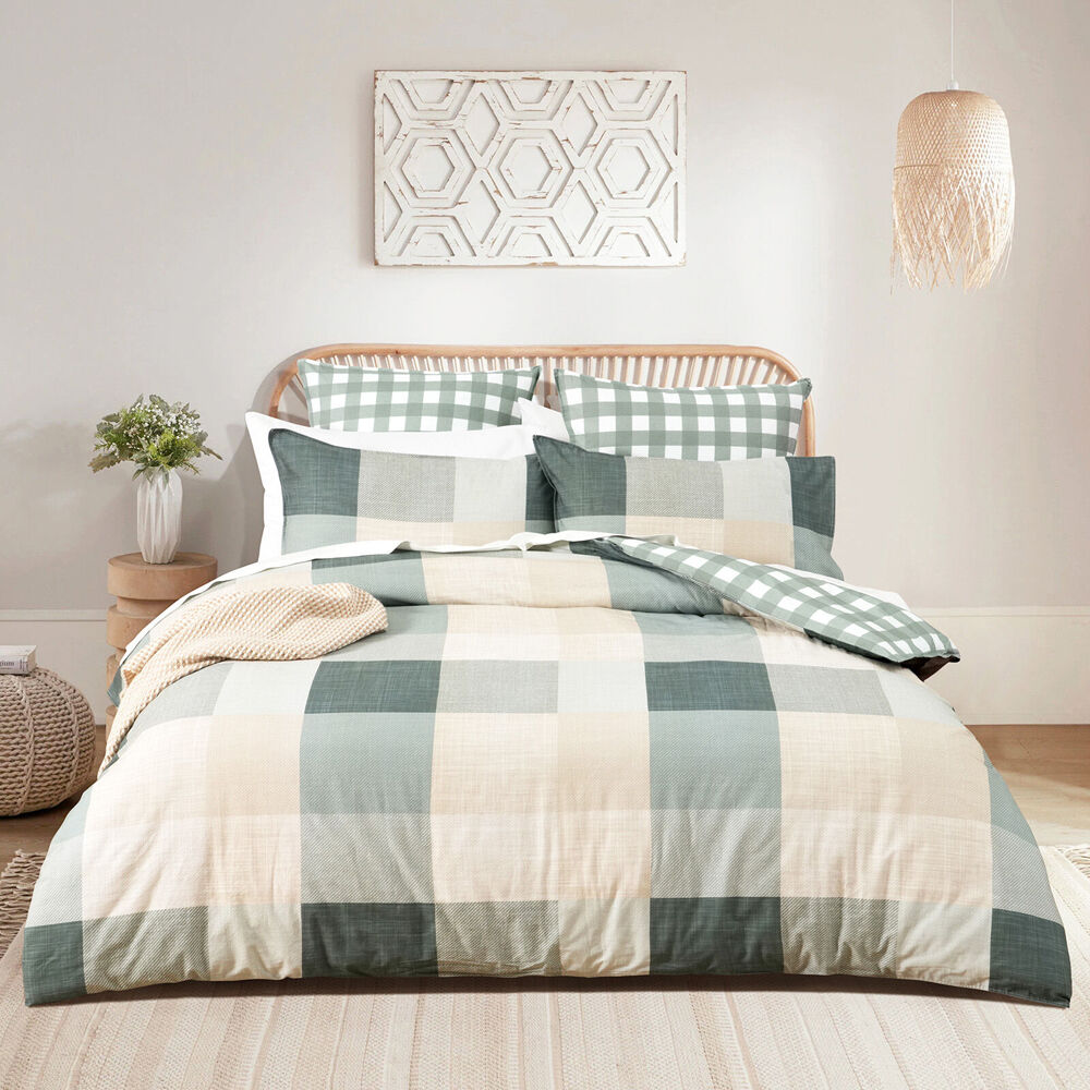 Renee Taylor 300 TC Euro Bedroom Pillowcase Cooper Checks Cotton Reversible
