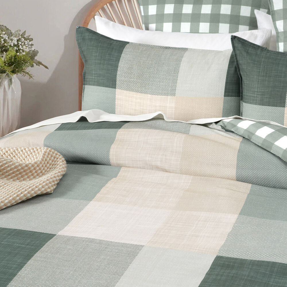 Renee Taylor 300 TC Euro Bedroom Pillowcase Cooper Checks Cotton Reversible — image 2