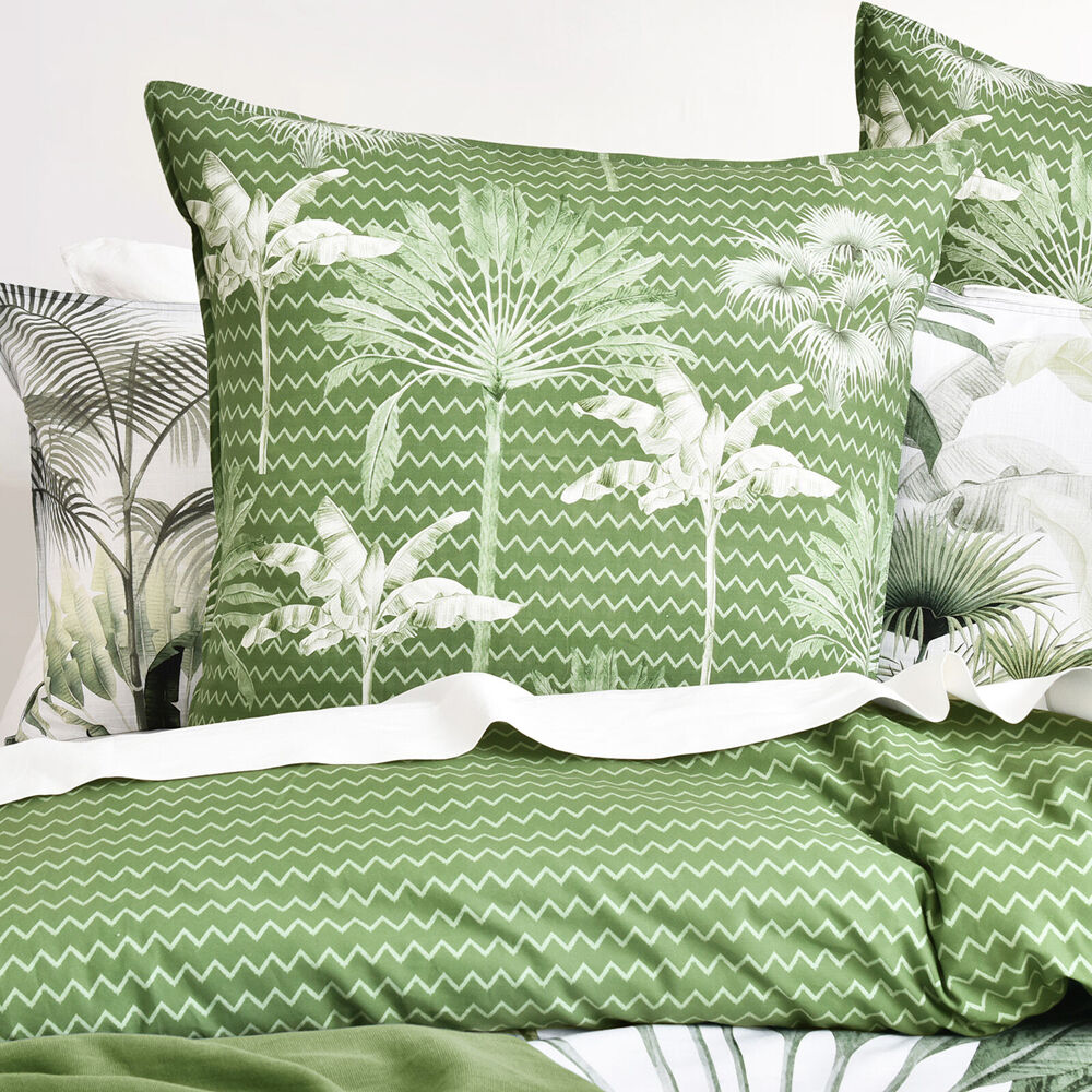 Renee Taylor 300 TC Cotton Reversible Euro Pillowcase Cover Noosa Palm — image 4
