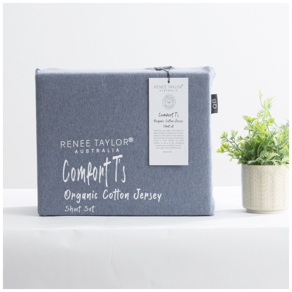 Renee Taylor Comfort T’s Organic Cotton Melange Jersey Sheet Set Ink — image 5
