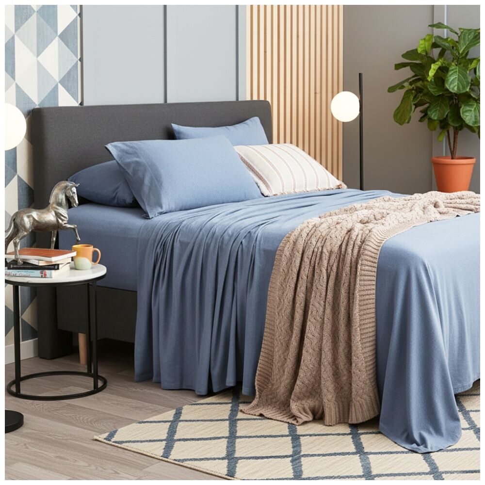Renee Taylor Comfort T’s Organic Cotton Melange Jersey Sheet Set Ink — image 2