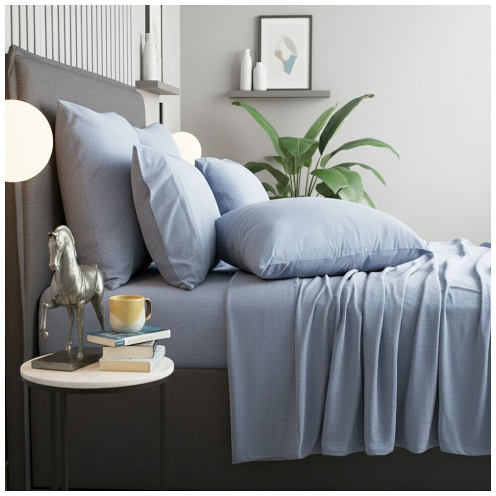 Renee Taylor Comfort T’s Organic Cotton Melange Jersey Sheet Set Ink