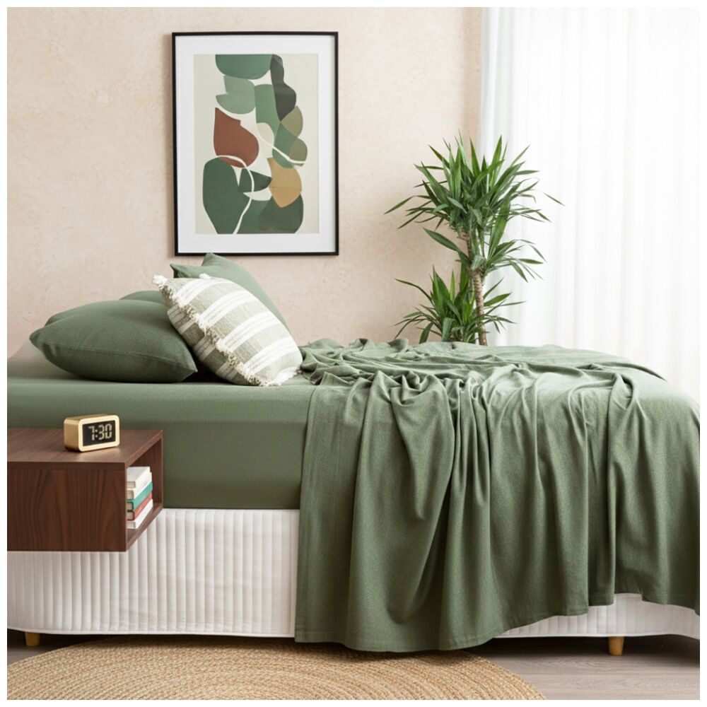 Renee Taylor Comfort T’s Organic Cotton Jersey Sheet Set Olive