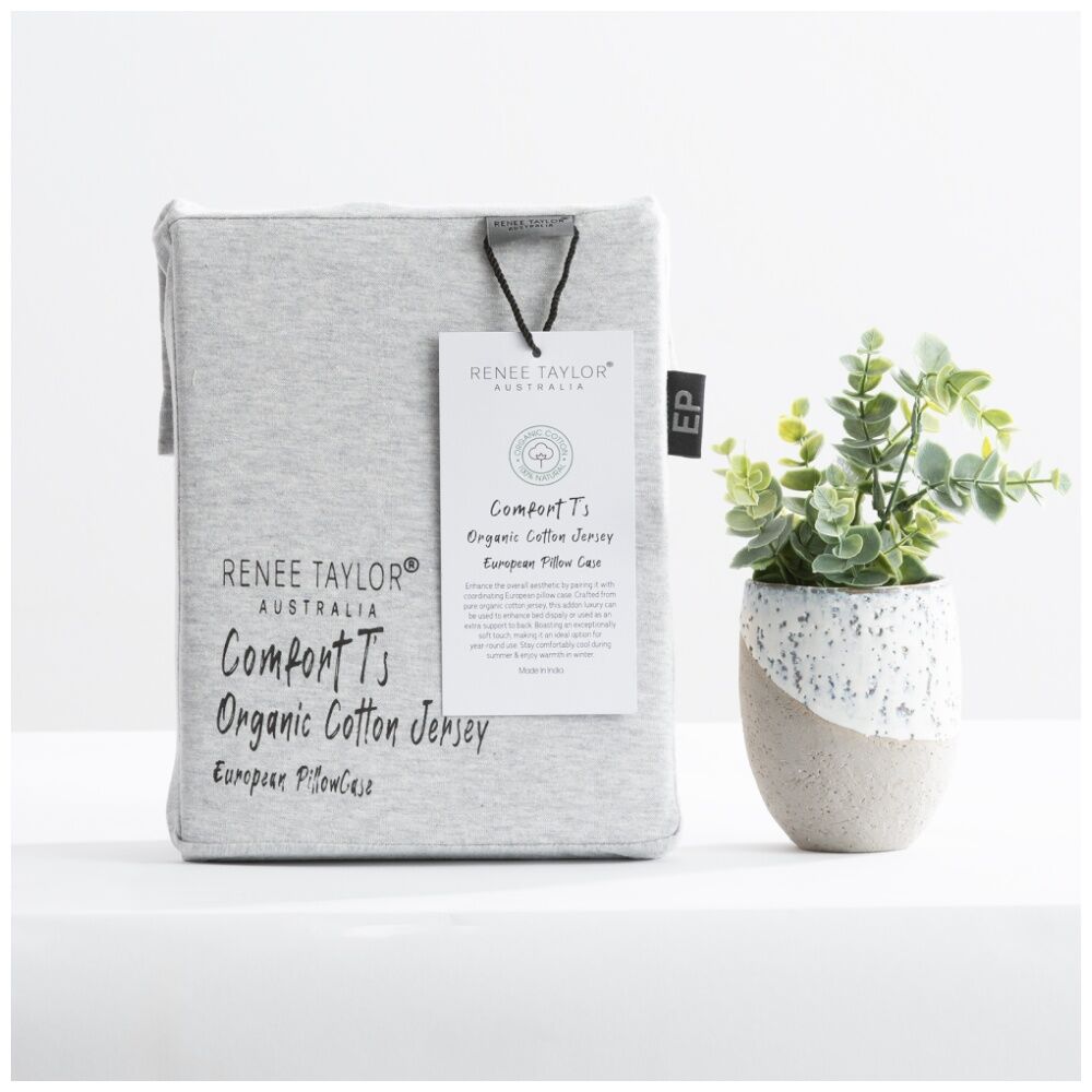 Renee Taylor Grey Marle Comfort T’s Organic Cotton Jersey European Pillowcase — image 6
