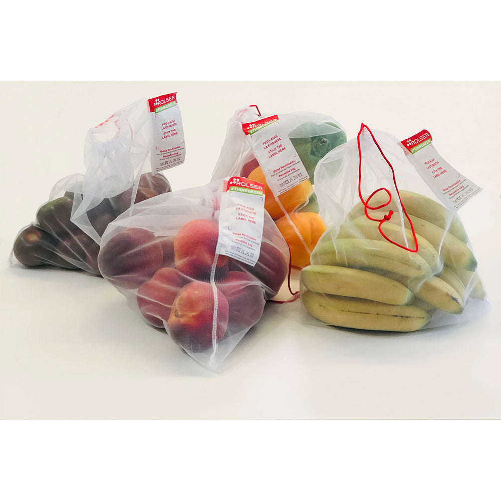 Rolser Resuable Mesh Produce/Shopping/Grocery Drawstring Bags 30x35cmWhite (3 Pieces) — image 5