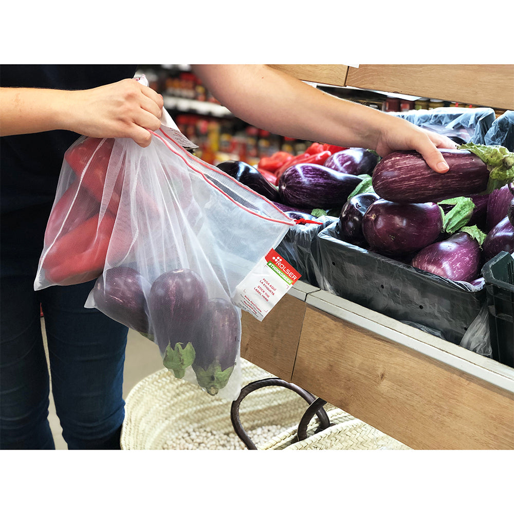 Rolser Resuable Mesh Produce/Shopping/Grocery Drawstring Bags 30x35cmWhite (3 Pieces) — image 3