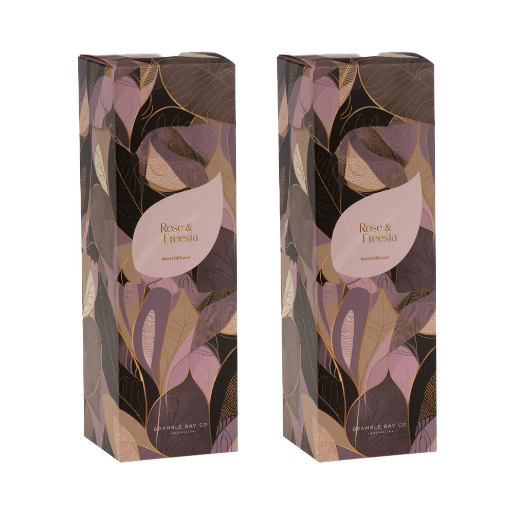 Bramble Bay Summer Blooms Rose & Freesia Reed Diffuser Home Fragrance (2 Pack)