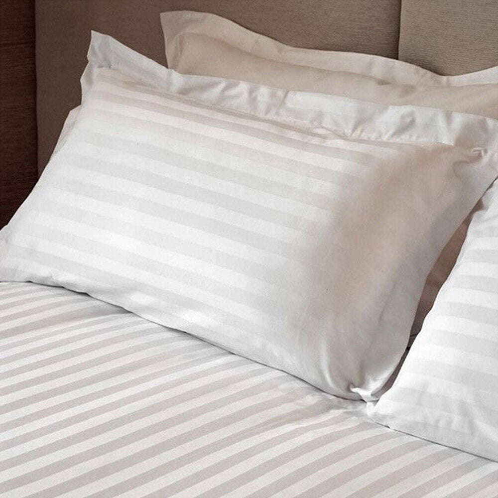 Jason Commercial Super King Satin Stripe Cotton Flat Sheet 300x330cm White