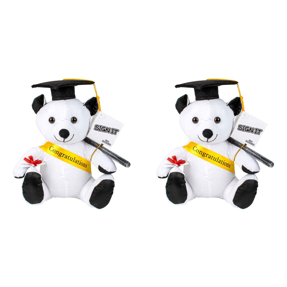 LMD Signature Cotton Graduation Bear w/ Texta 20cm White (2 Pack)